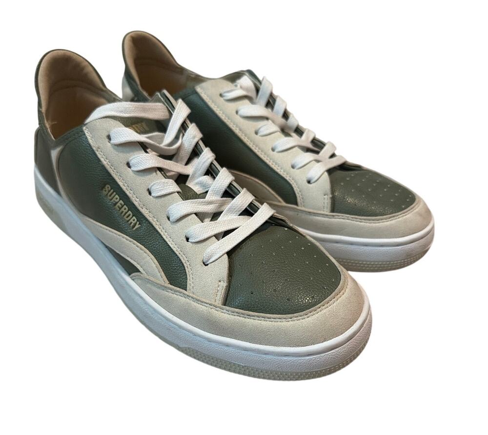 Superdry Vegan Basket Lux Low Sneakers - Olive Khaki/Oatmeal - Men’s Size 10